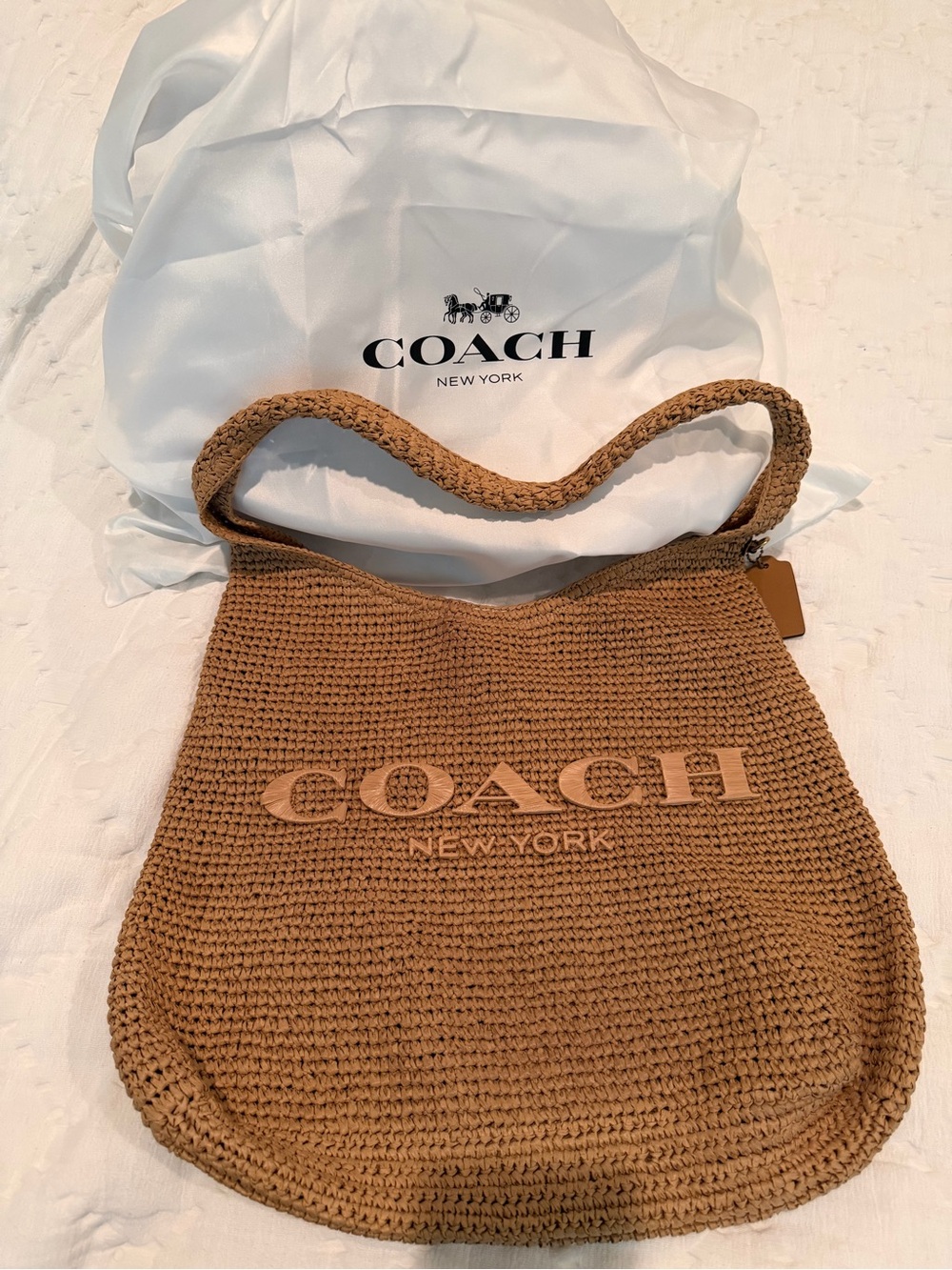 COACH 39 New York Tan Woven Shoulder Bag